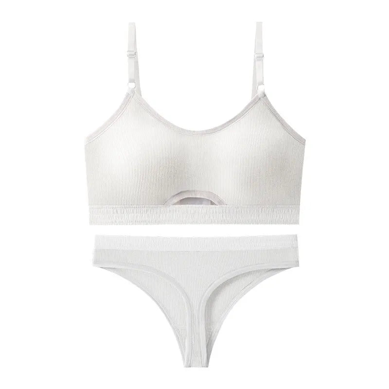 Cotton sports underwear vest set with fixed double-shoulder straps and thin mold cups in various colours