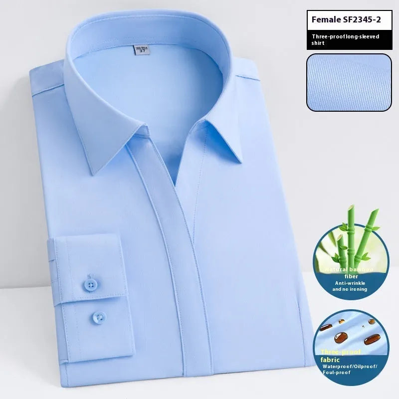 Men's waterproof bamboo fibre business shirt in slim fit with square collar