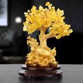 Citrine coloured resin small water turtle money tree feng shui ornament.