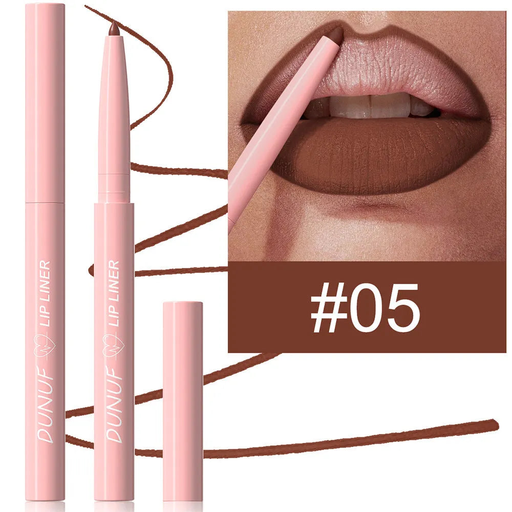 12 Colour Velvet Matte Lip Liner Pencils in assorted shades on a white background.