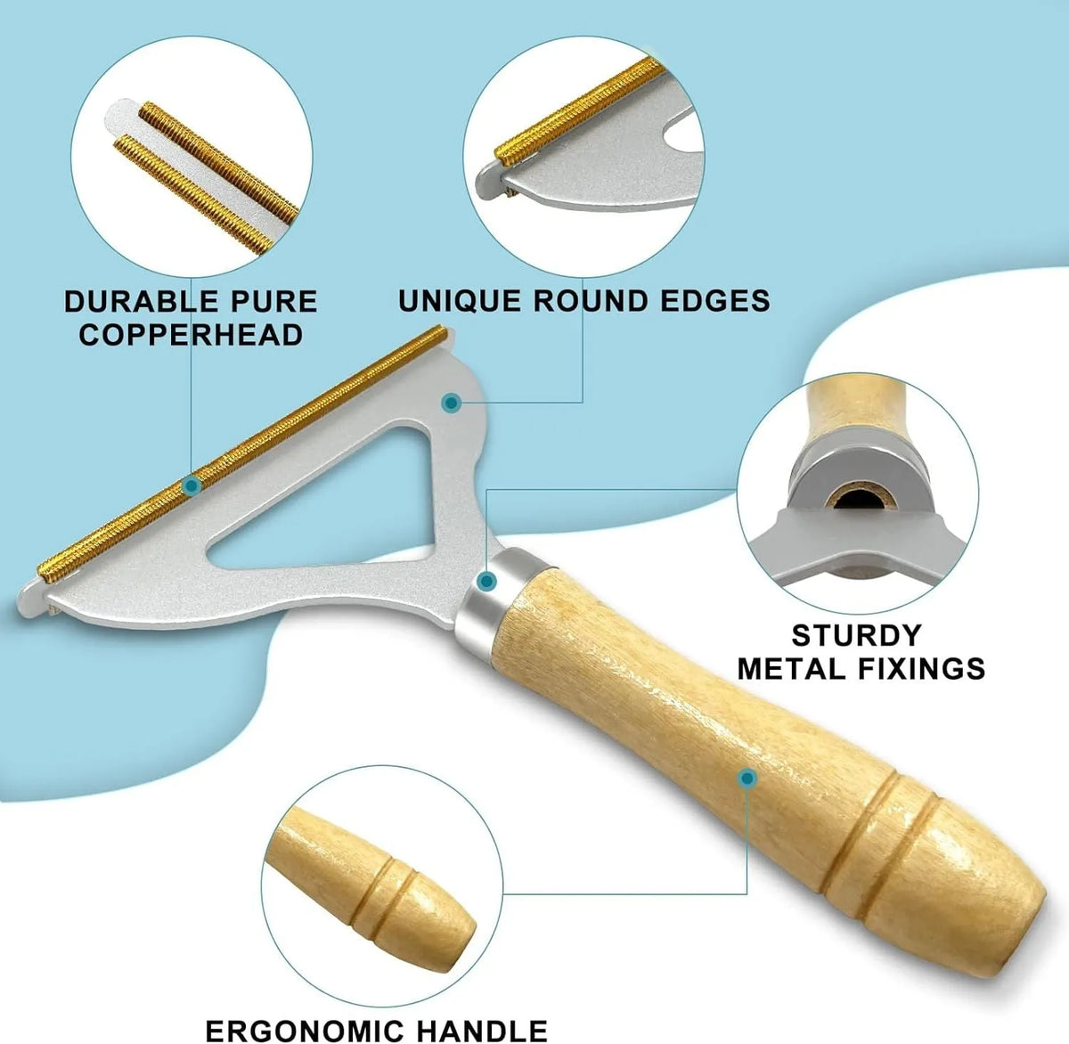 Three reusable pet hair removal tools: a metal lint shaver, a silicone brush, and a round scraper for sofas and cars.