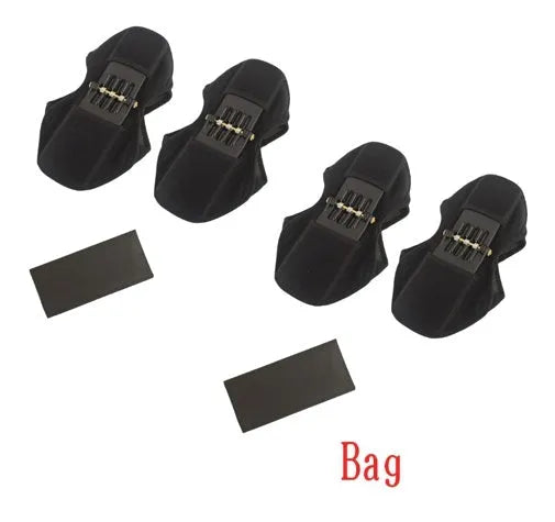 Adjustable spring knee brace with breathable fabric shown in black colour