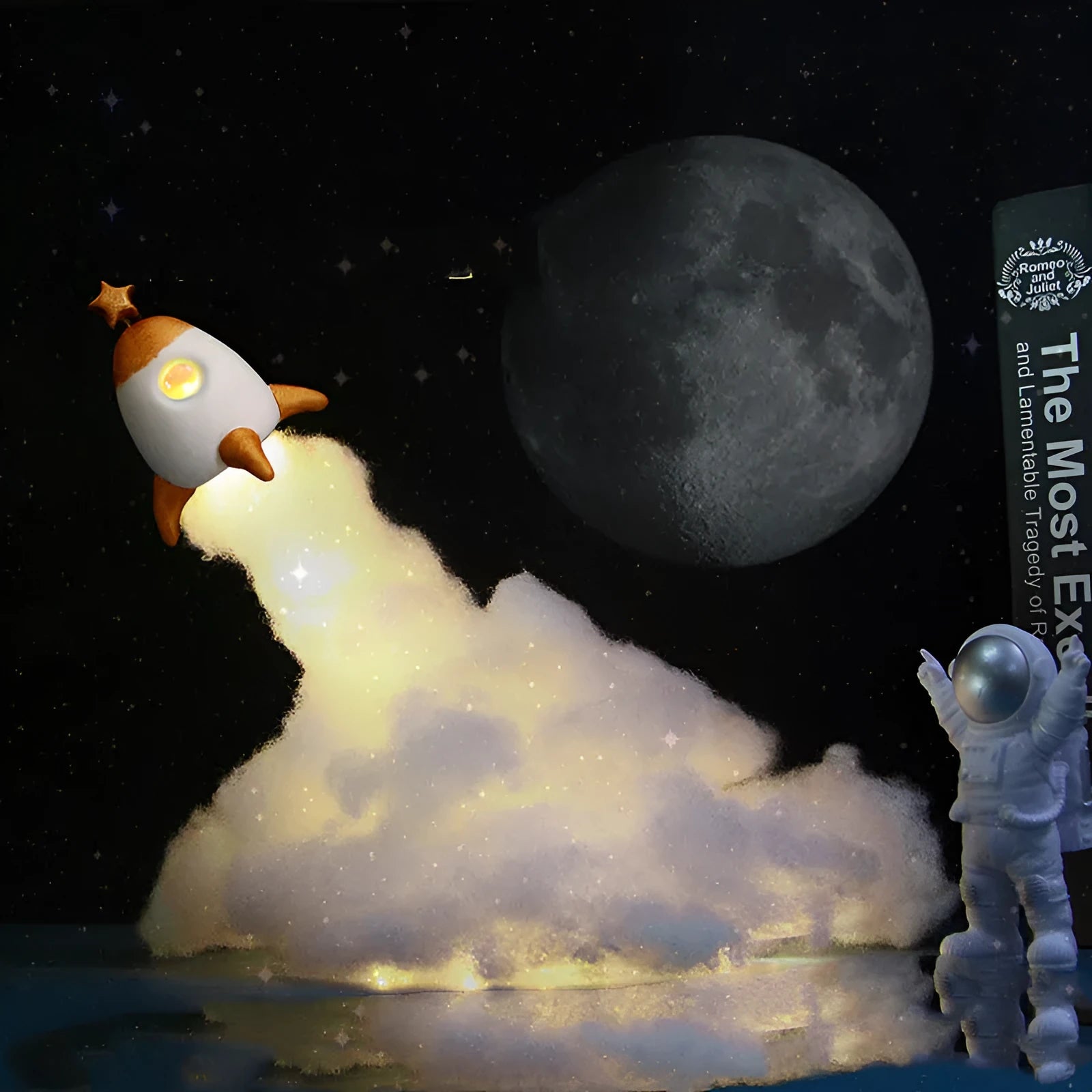 DIY astronaut rocket LED night light kit with warm white lights and 24cm height