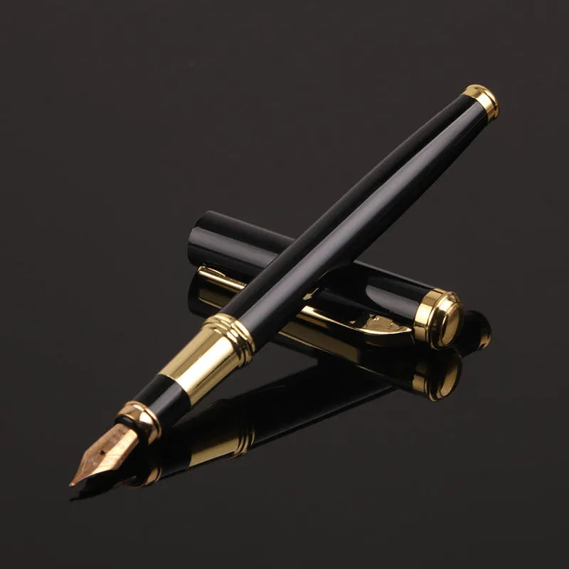 Red and black metal fountain pen with 0.5mm iridium gold-plated nib for office and student writing