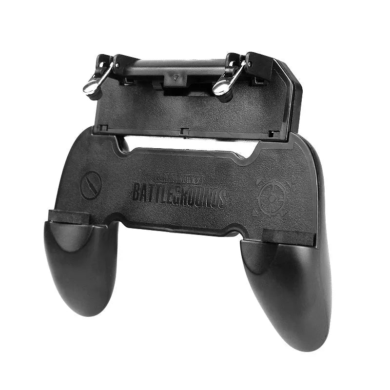Black wired mobile phone gamepad handle with physical buttons for gaming control