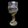 Red wine glass with 3D dragon stainless steel stem, resin base, and 200ml clear glass bowl in gold or red