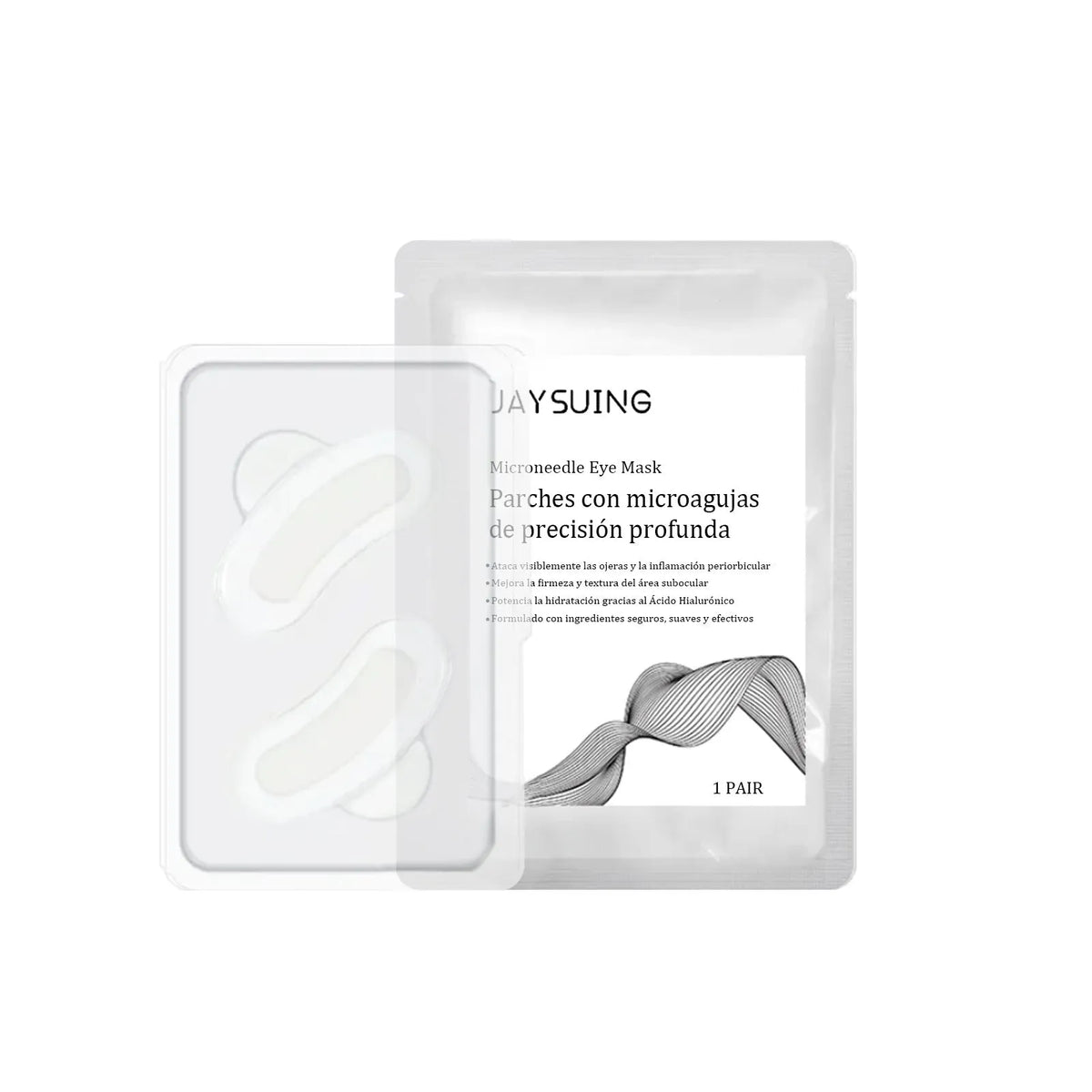 Single pair of micro needle eye mask patches for under-eye treatment with hyaluronic acid
