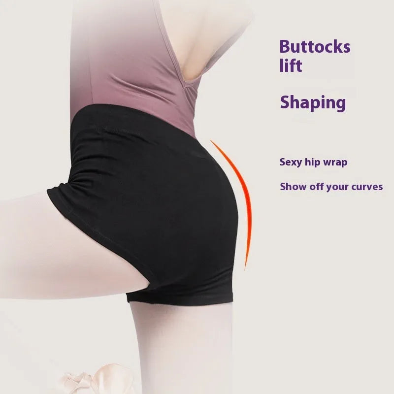 Black cotton women's dance practice pants shown flat, available in sizes from small to 2XL.
