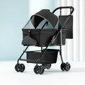 Black Warrior style folding pet cart with detachable design and metal frame