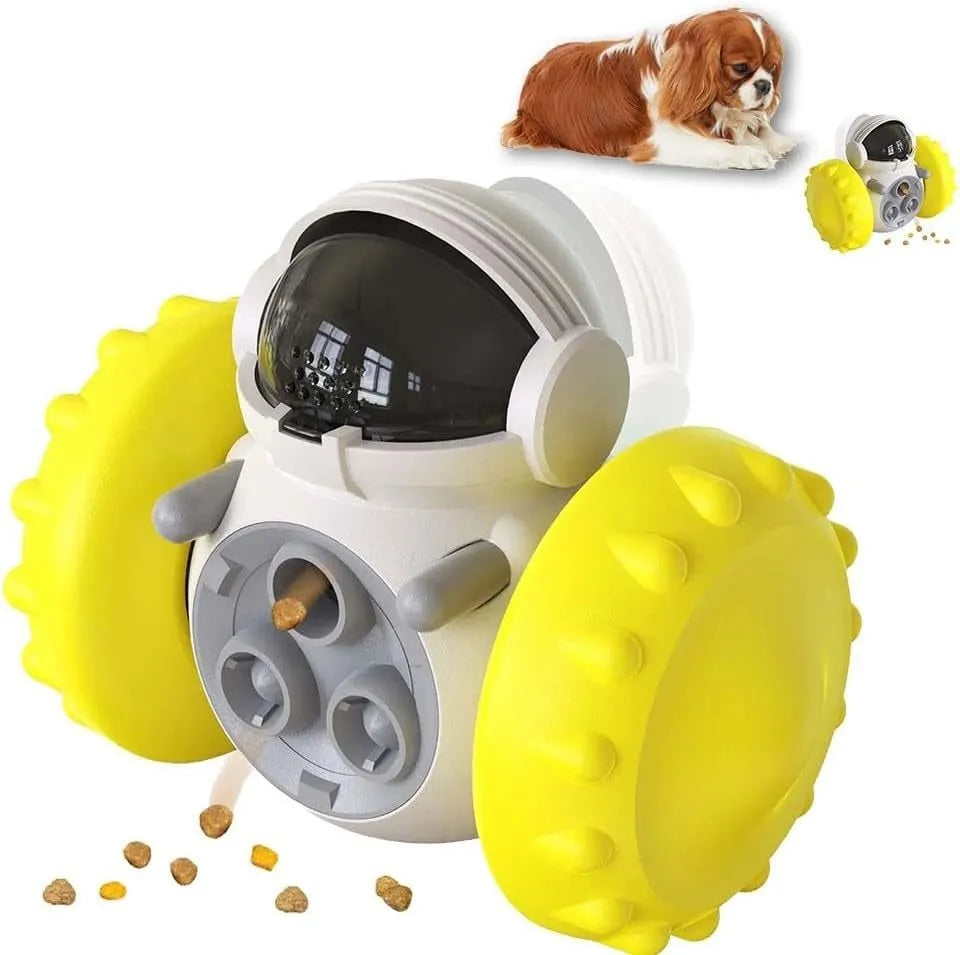 Self-balancing interactive dog treat dispenser toy in five colour options for small pets