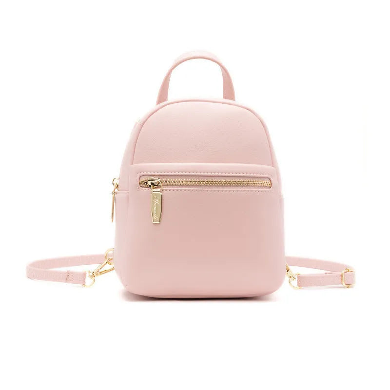 Soft PU mini backpack in street trend style with three-dimensional pocket and contrast colour details