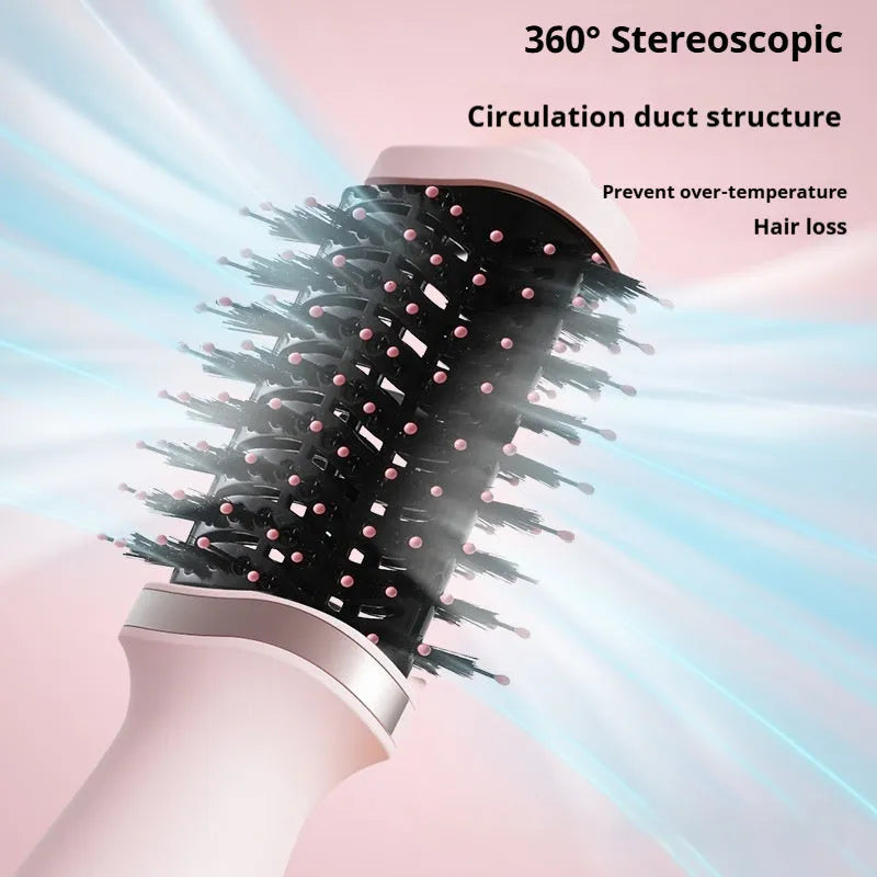 Pink multifunctional hair dryer with integrated hair curling comb attachment, model YZM-8015