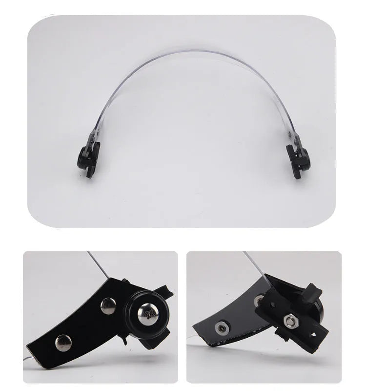 Transparent polycarbonate helmet-mounted face shield with guide rail attachment
