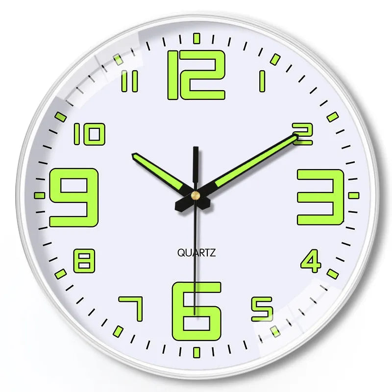 Modern 8 inch diameter luminous plastic wall clock for home and office decoration