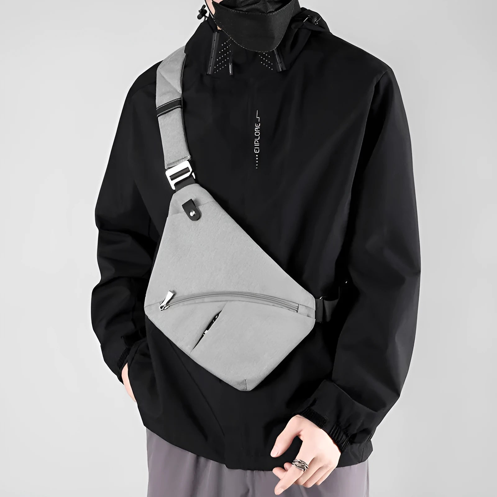 Men's Oxford cloth chest bag in urban simplicity style with letter design elements