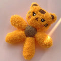 Plush catnip ball chewing toy in animal designs for dental care, showing scale next to a 12.5 cm ruler.