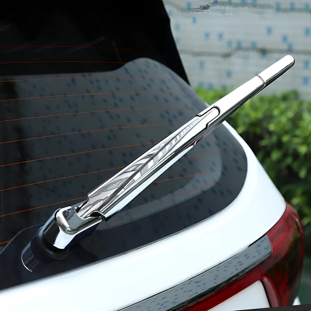 Four silvery ABS plastic rear window wiper cover trims for Hyundai 2010 vehicles