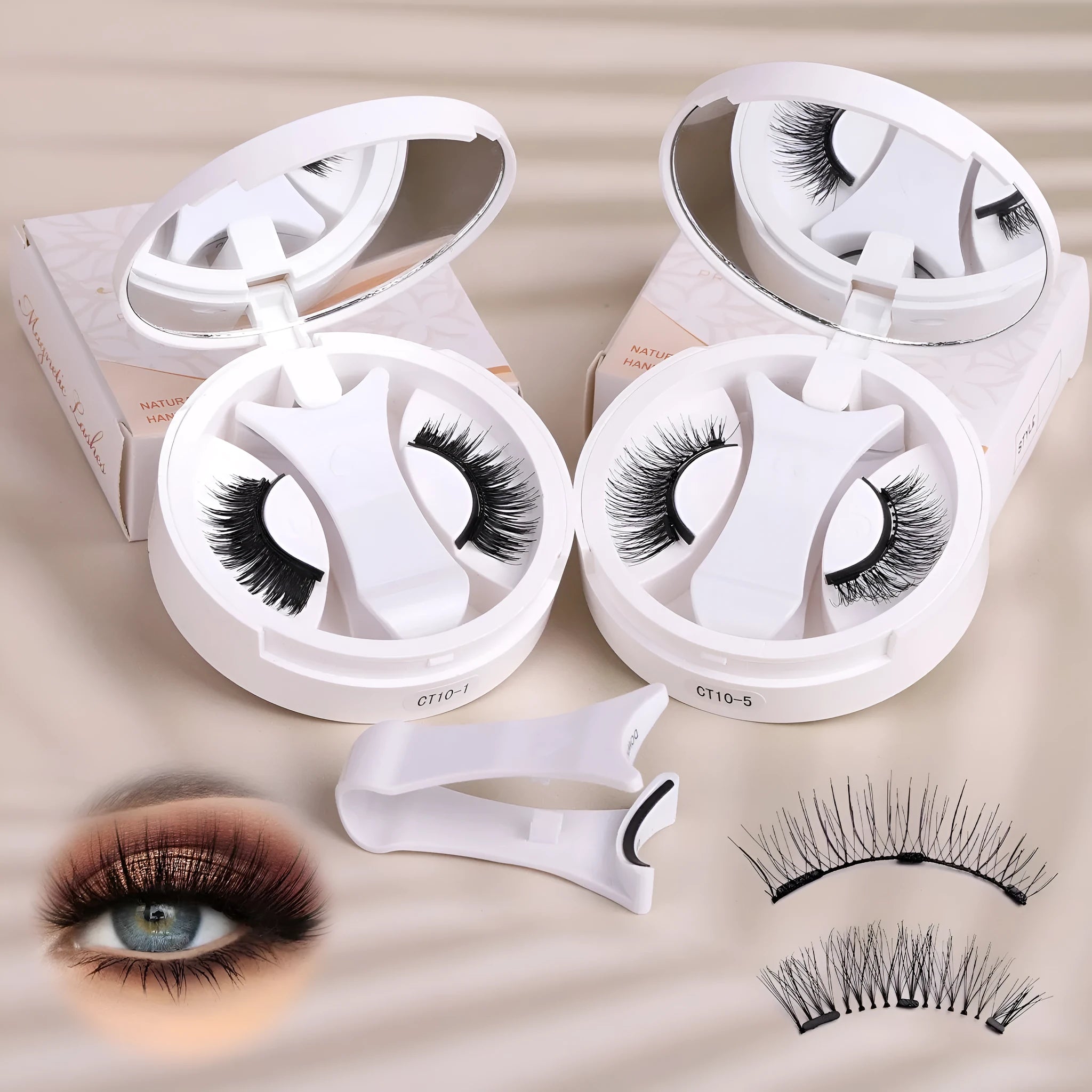 Portable integrated soap holder case made of chemical fiber holding a box of magnetic false eyelashes
