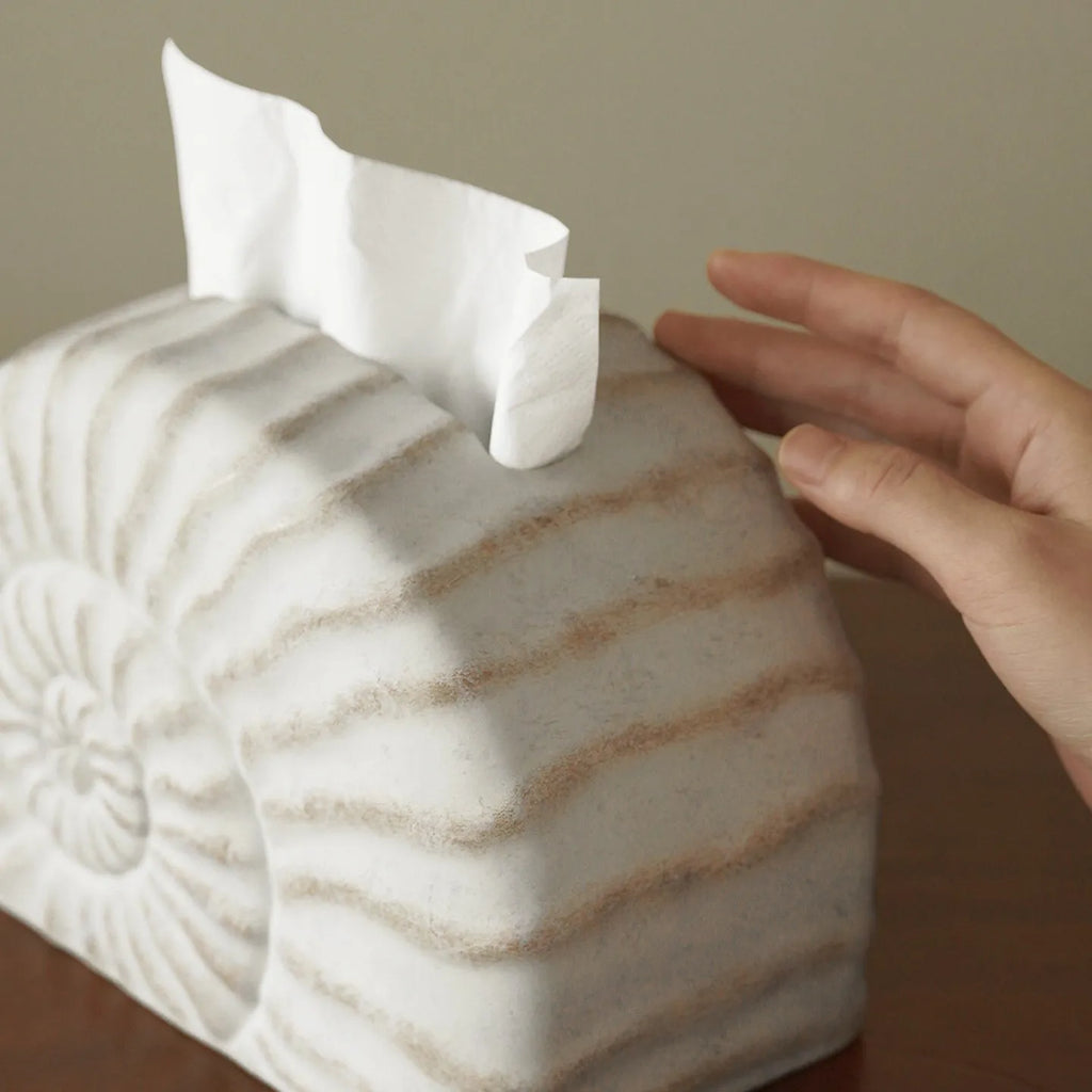 Resin tissue box cover with conch shell decoration in modern simple style