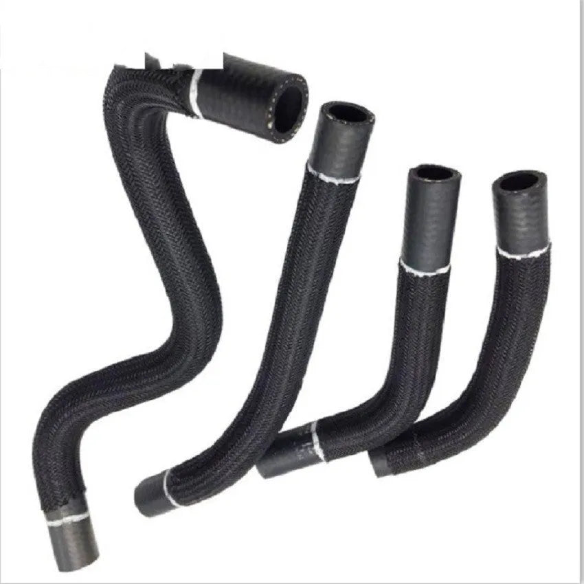 Black self-winding polyester mesh sleeve for automotive wire protection, shown in a roll.
