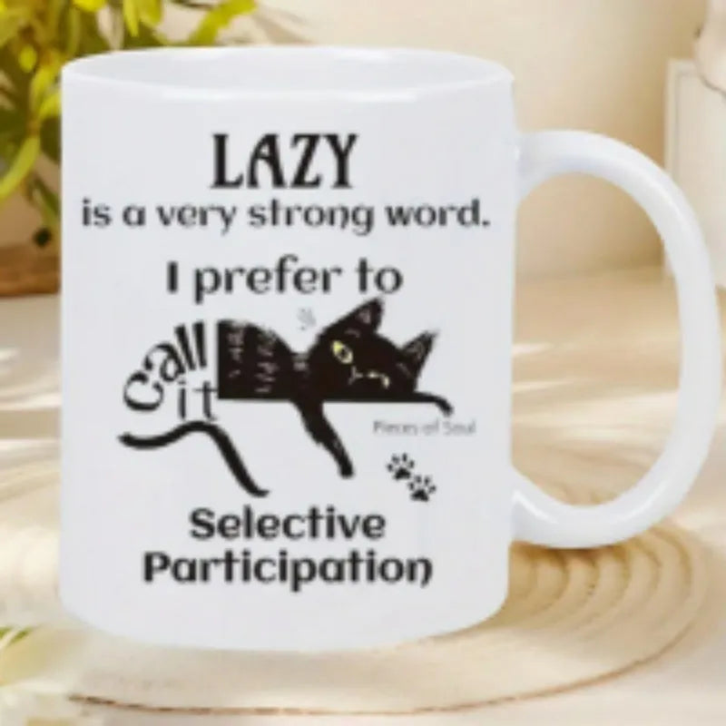 White ceramic 11oz mug with creative design, ready for thermal transfer printing