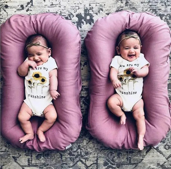 Portable cotton baby nest crib 75x45cm with beige, blue, green or purple colour options