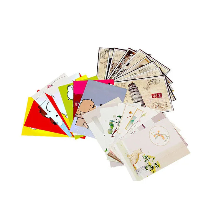 Set of nine Japanese-style retro cartoon postcards featuring Paris Tower minimalist designs