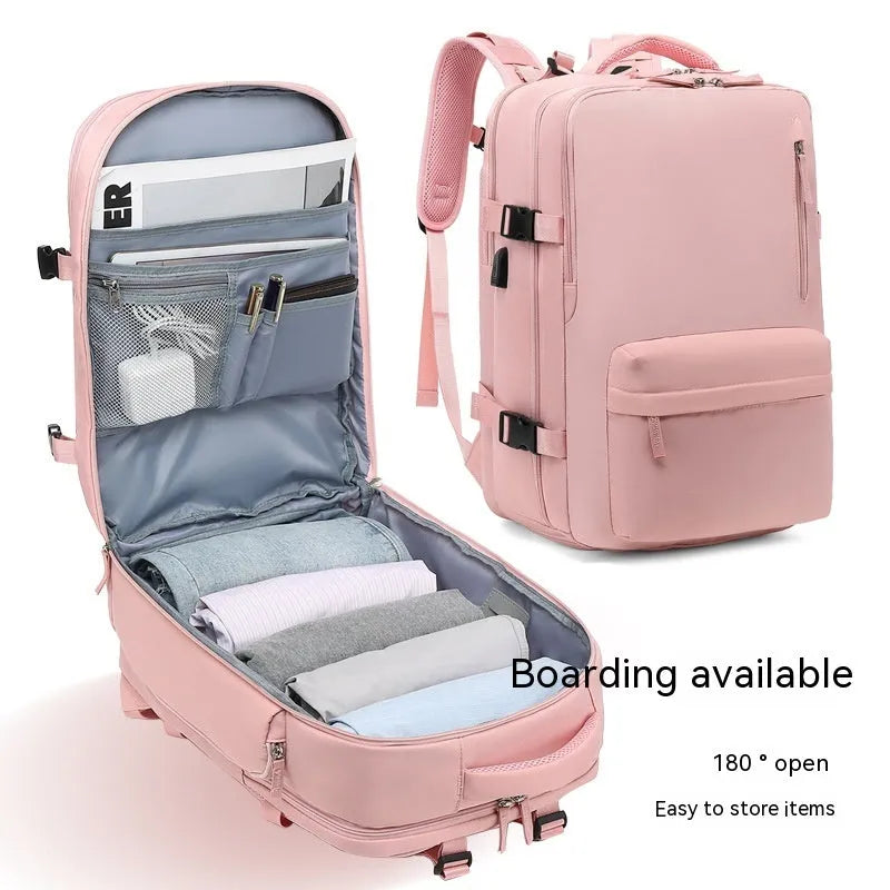 Large capacity waterproof mummy backpack in nylon available in multiple colours including black, mint green, pink, and light blue