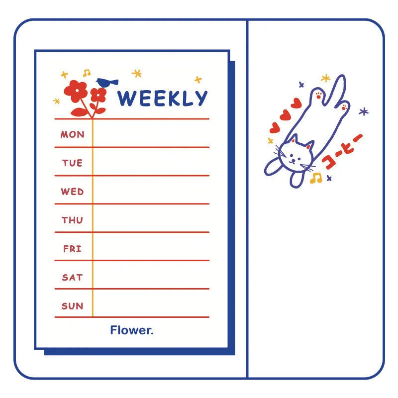 Countdown notes pad showing eight design themes including cherry, flower, cloud, and ice cream patterns