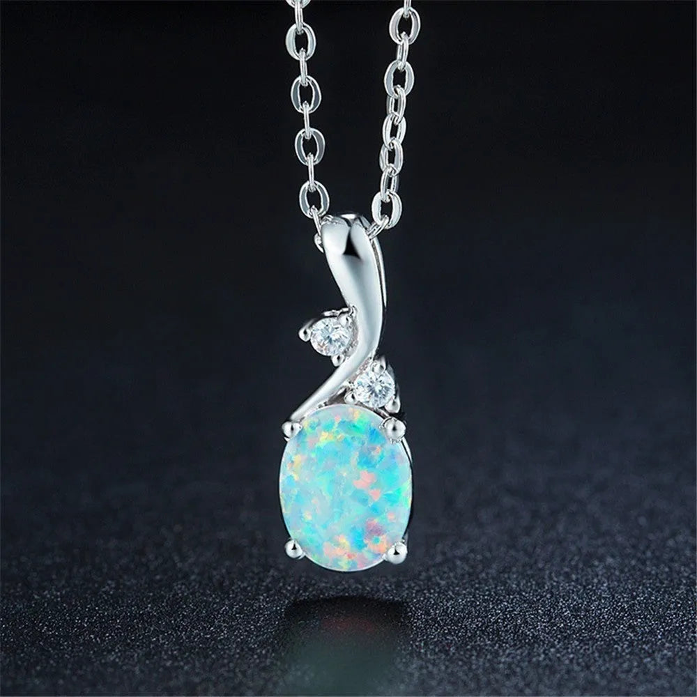 Rose gold water drop opal pendant necklace on adjustable O-chain