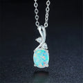 Rose gold water drop opal pendant necklace on adjustable O-chain