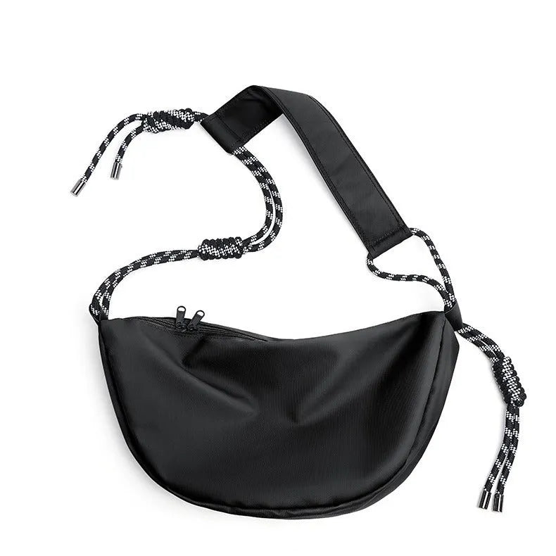 Men's black nylon messenger bag with 40L capacity for commuting and exercise