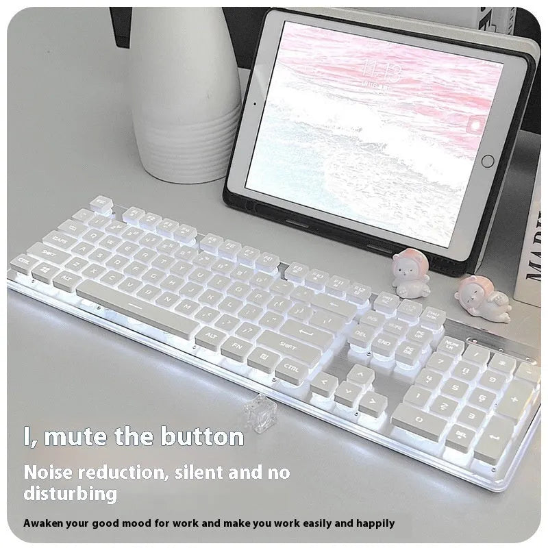 Wired mute mechanical feeling keyboard with LED lighting in compact 44cm ABS design
