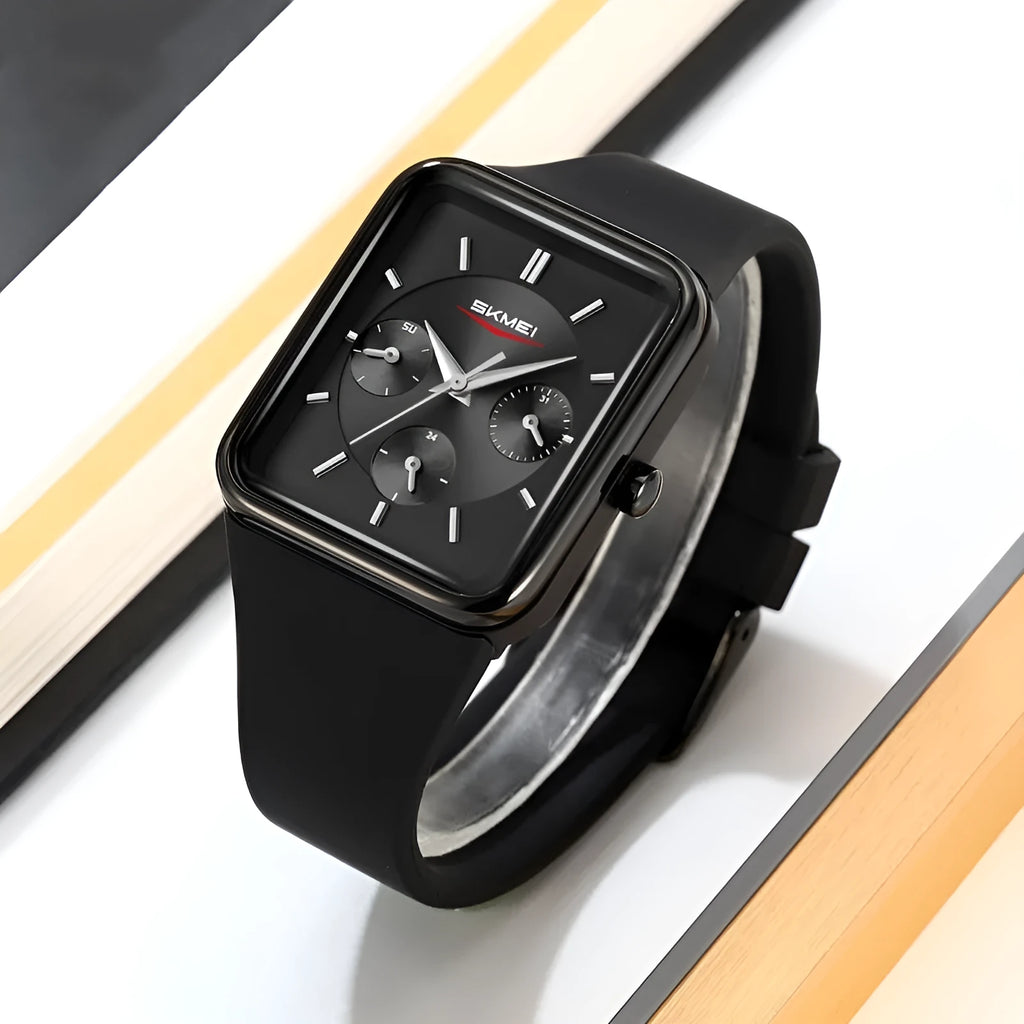 Square silicone waterproof watch for girls in multiple colour options showing 10.8mm thickness