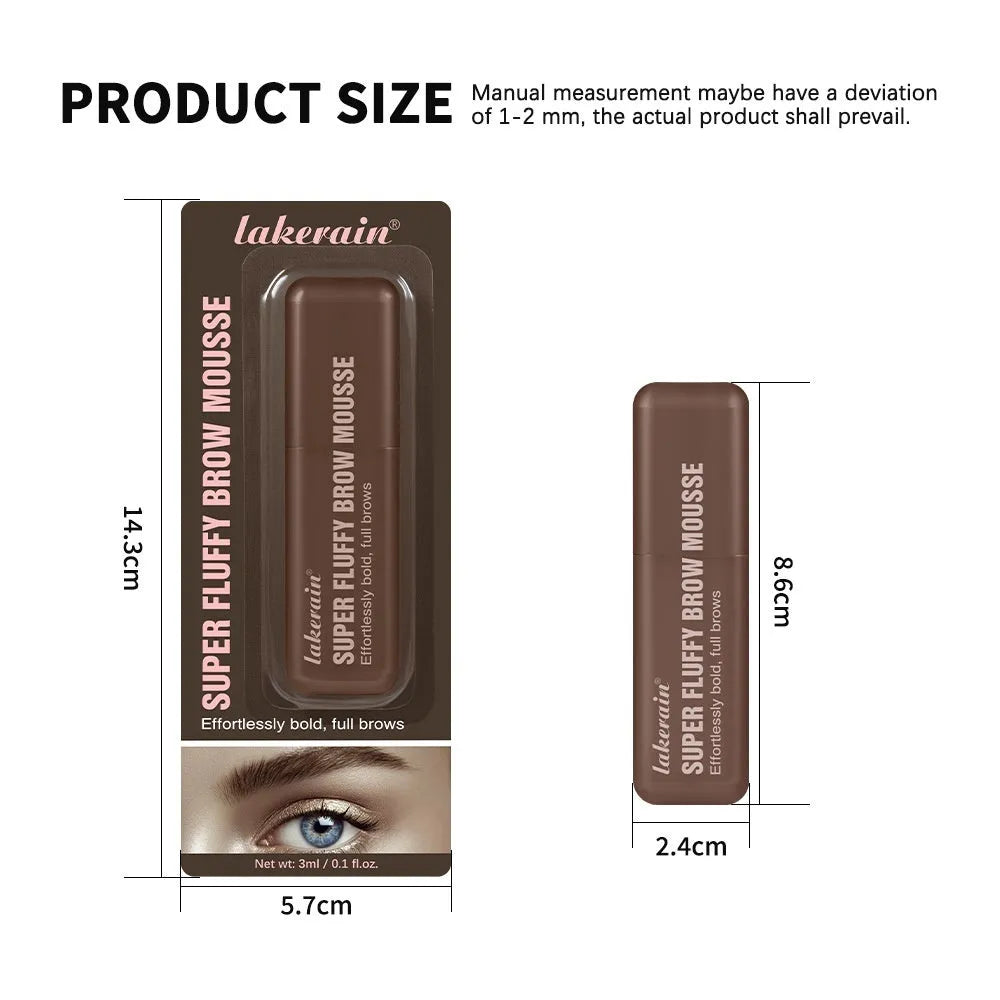 Eyebrow mousse cream tube with applicator for three-dimensional brow shaping in six colour shades