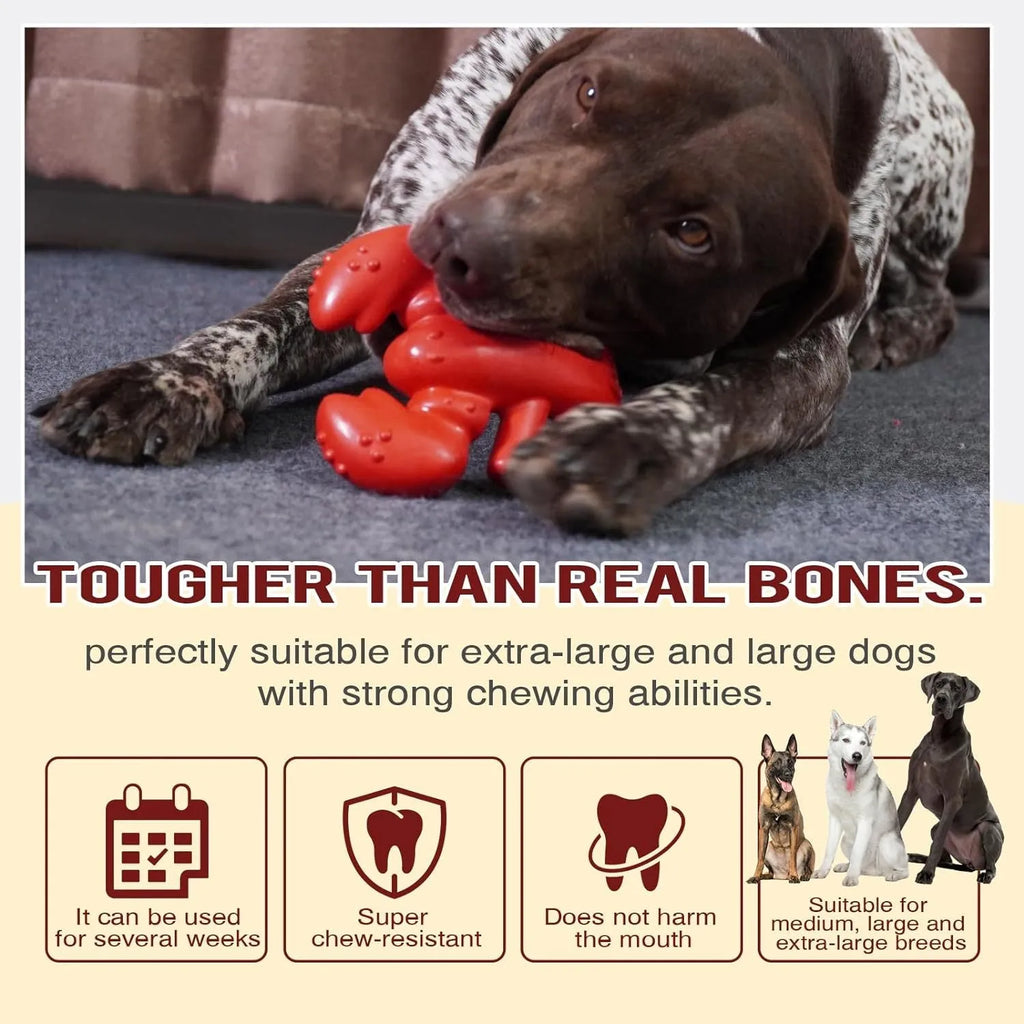 Red hard dog chew toy for aggressive chewers measuring 170mm for large breed dogs