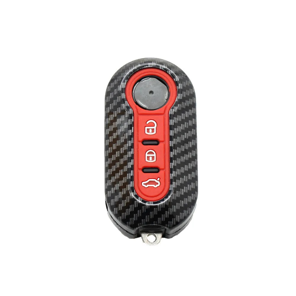 Fiat car remote key shell replacement case in black, dark blue and red colours made from ABS plastic.