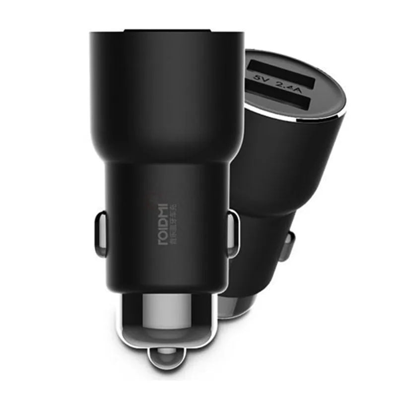 Ruimi 3S black Bluetooth car charger with dual USB ports showing 26.5mm compact dimensions