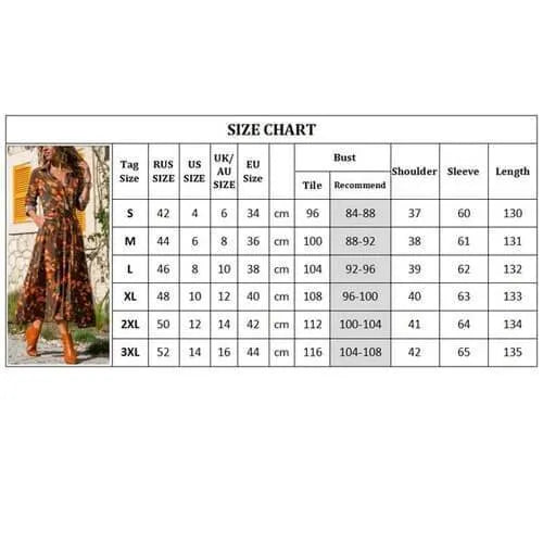 Women's vintage-inspired chiffon summer dress with V-neck and printed A-line skirt.