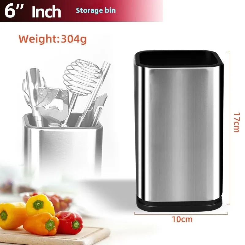 Black and white kitchen tool holder with detachable base for knives and utensils