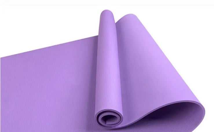 EVA yoga mat in blue showing textured anti-skid surface with thickness options