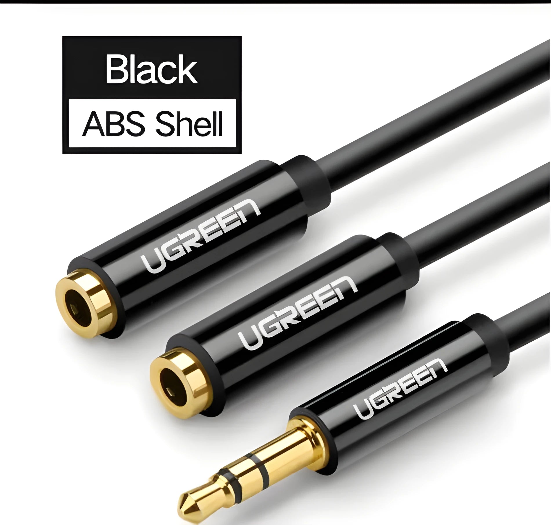 20cm earphone cable with 3.5mm gold-plated connectors in black, grey or white colours