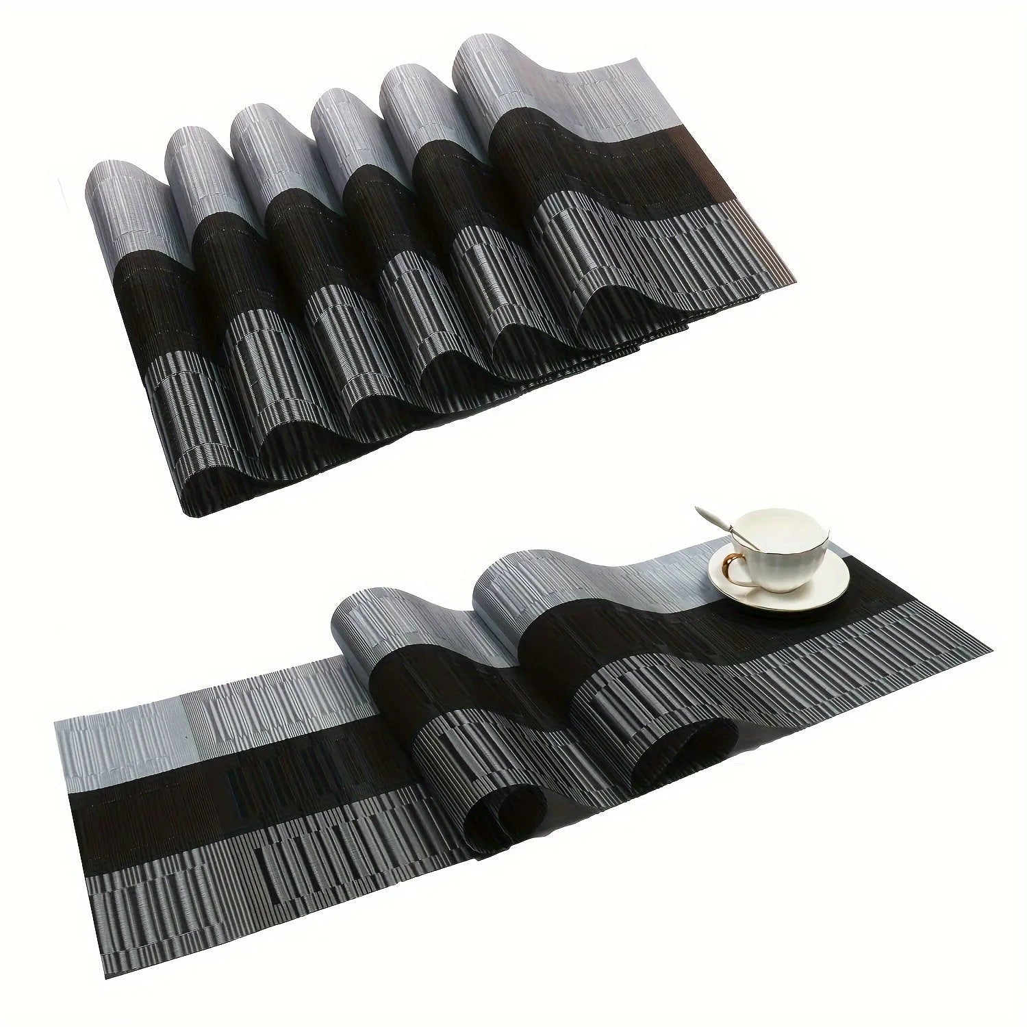 PVC non-slip placemat in a modern simple style on a kitchen counter.