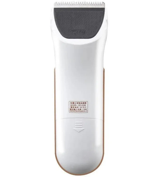 White electric pet grooming clipper with ceramic blade for dogs and cats