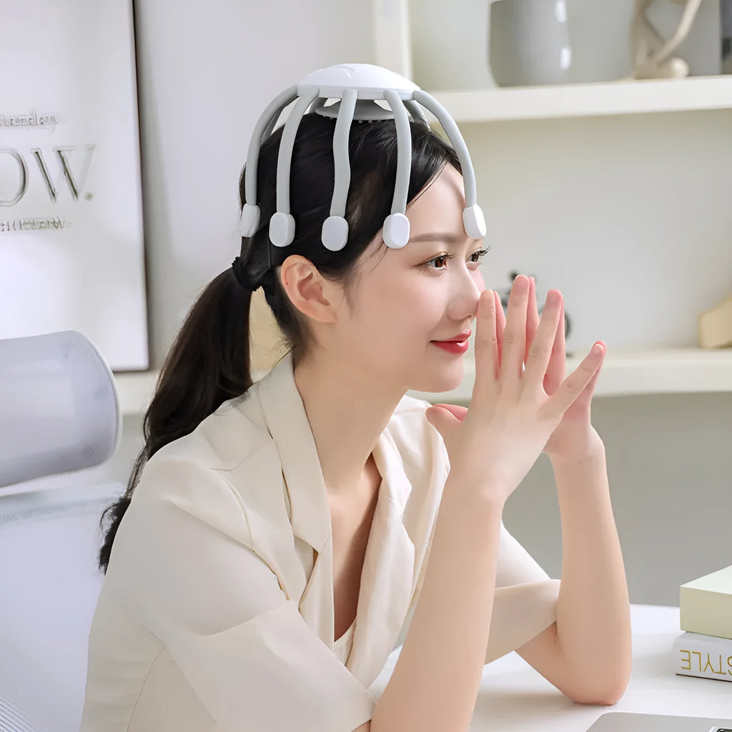 USB-powered electric head massager with multiple claw models and four vibration settings