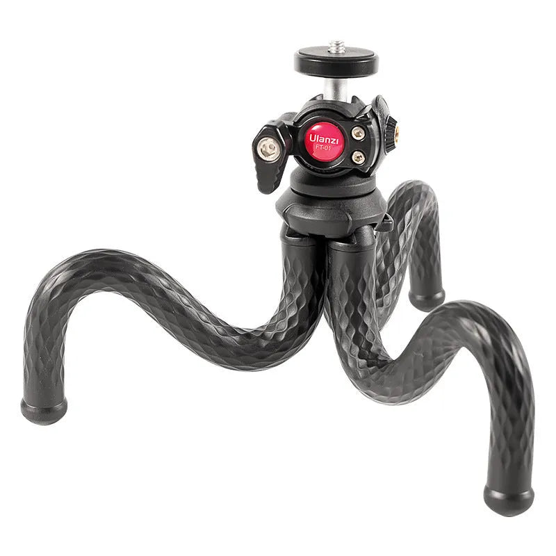 Black octopus-style mobile phone clip gimbal tripod set with aluminium alloy construction
