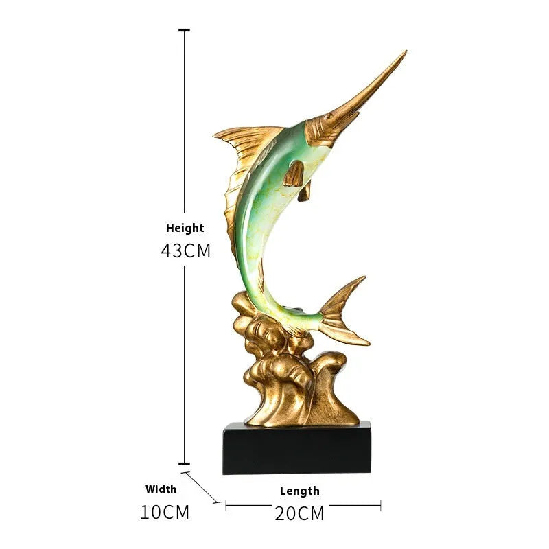 European swordfish decorative ornament in resin and plastic with four colour options