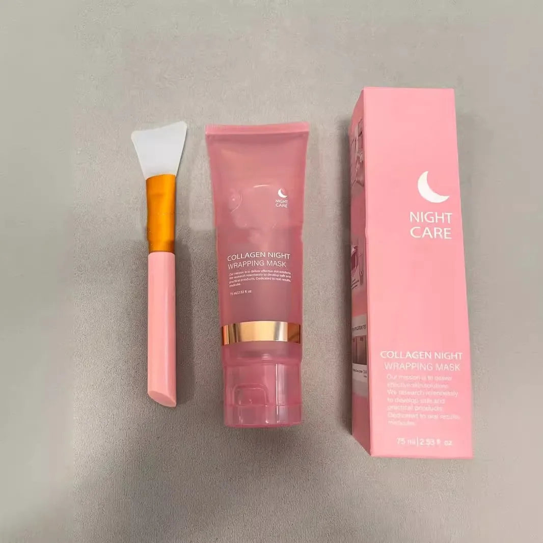 75ml collagen night face mask bottle with application brush for peel-off firming treatment