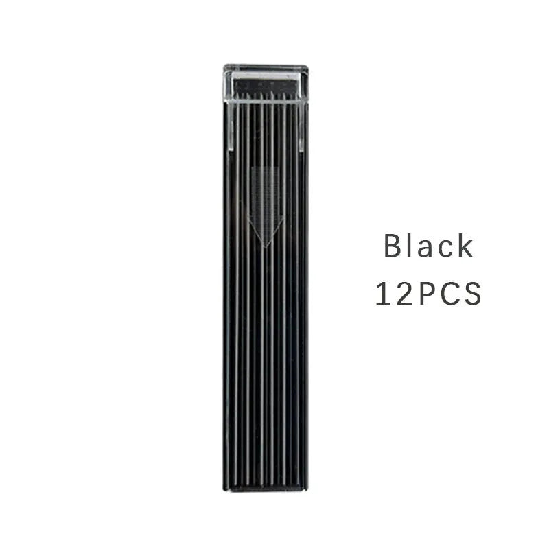 Box of 12 mechanical pencil lead refills in rainbow colours with 0.5mm diameter for drawing and writing
