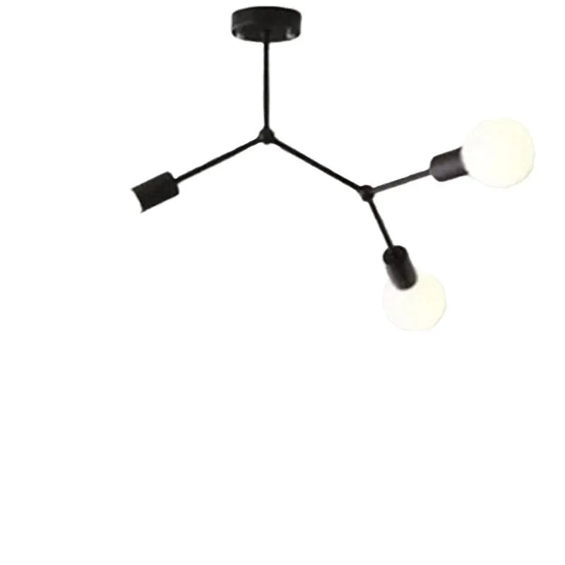 Nordic style iron ceiling chandelier with multiple head options in black or white finish